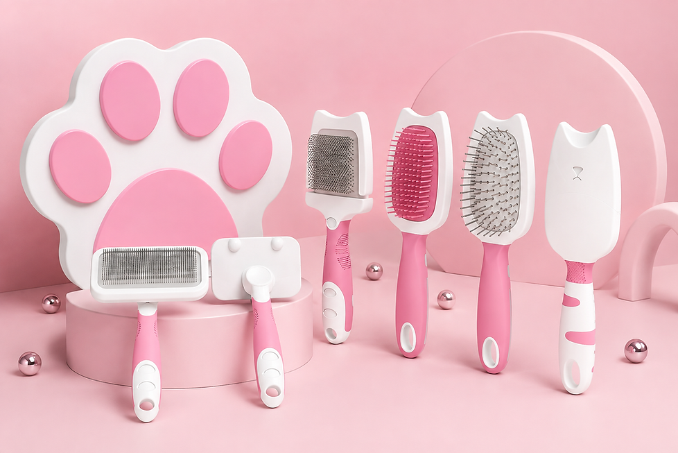 Accessori grooming rosa e bianchi della BubbaPup Kid’s Pink Collection