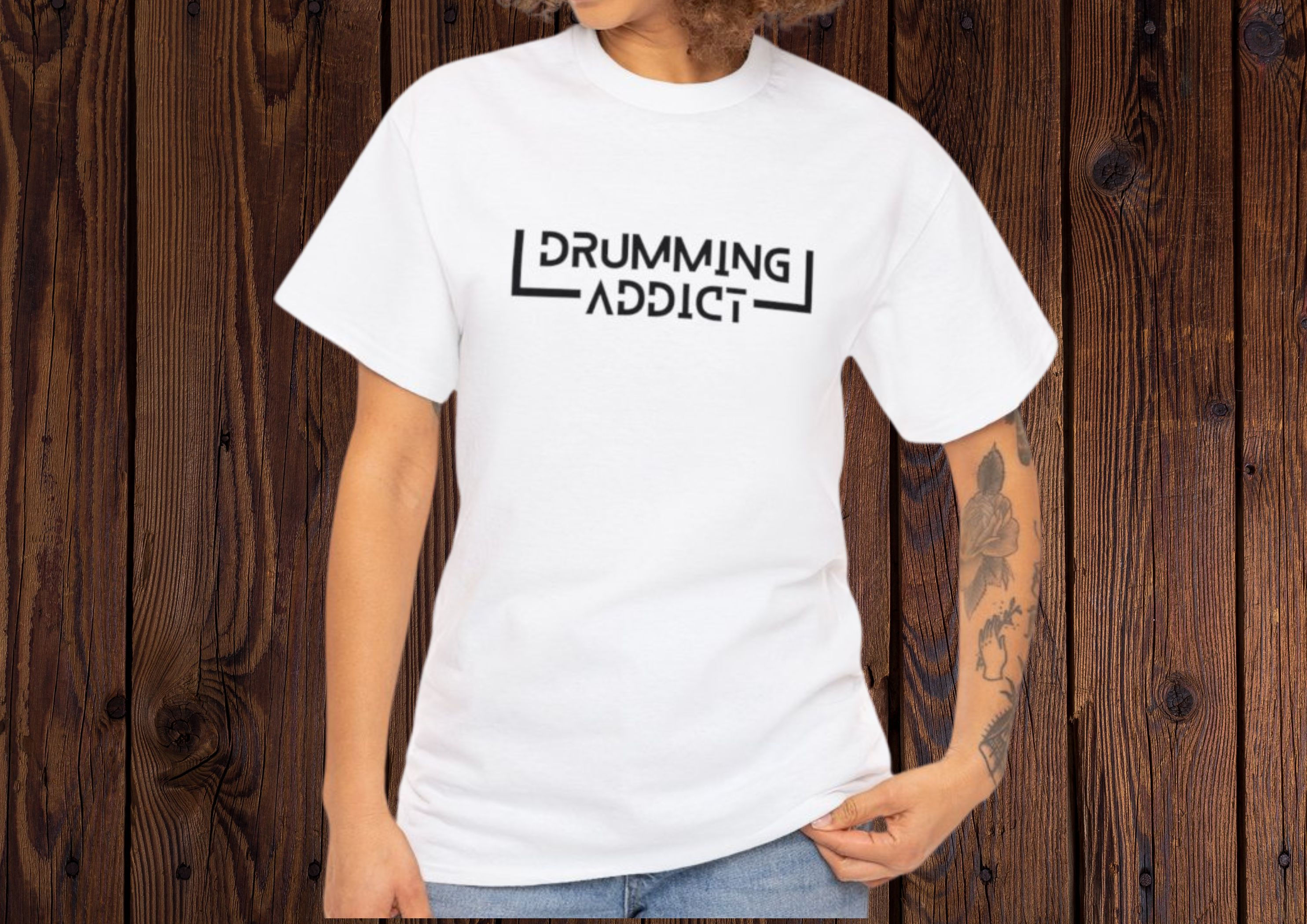 T-Shirt «Drumming Addict» Batteur Drummer Coton 180g