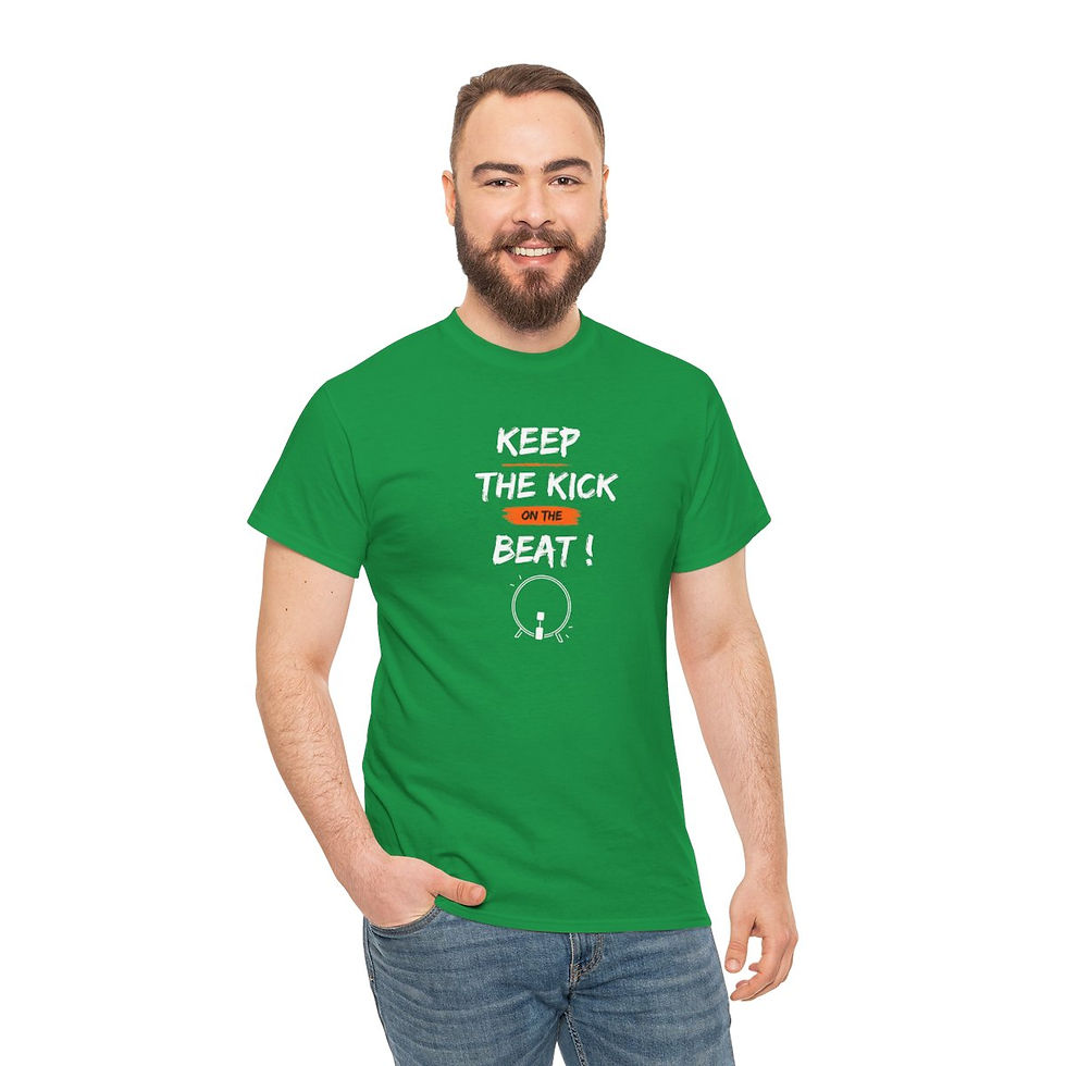 Miniature : T-Shirt Unisex "Keep The Kick On The Beat" Drummer Artist Coton 180g