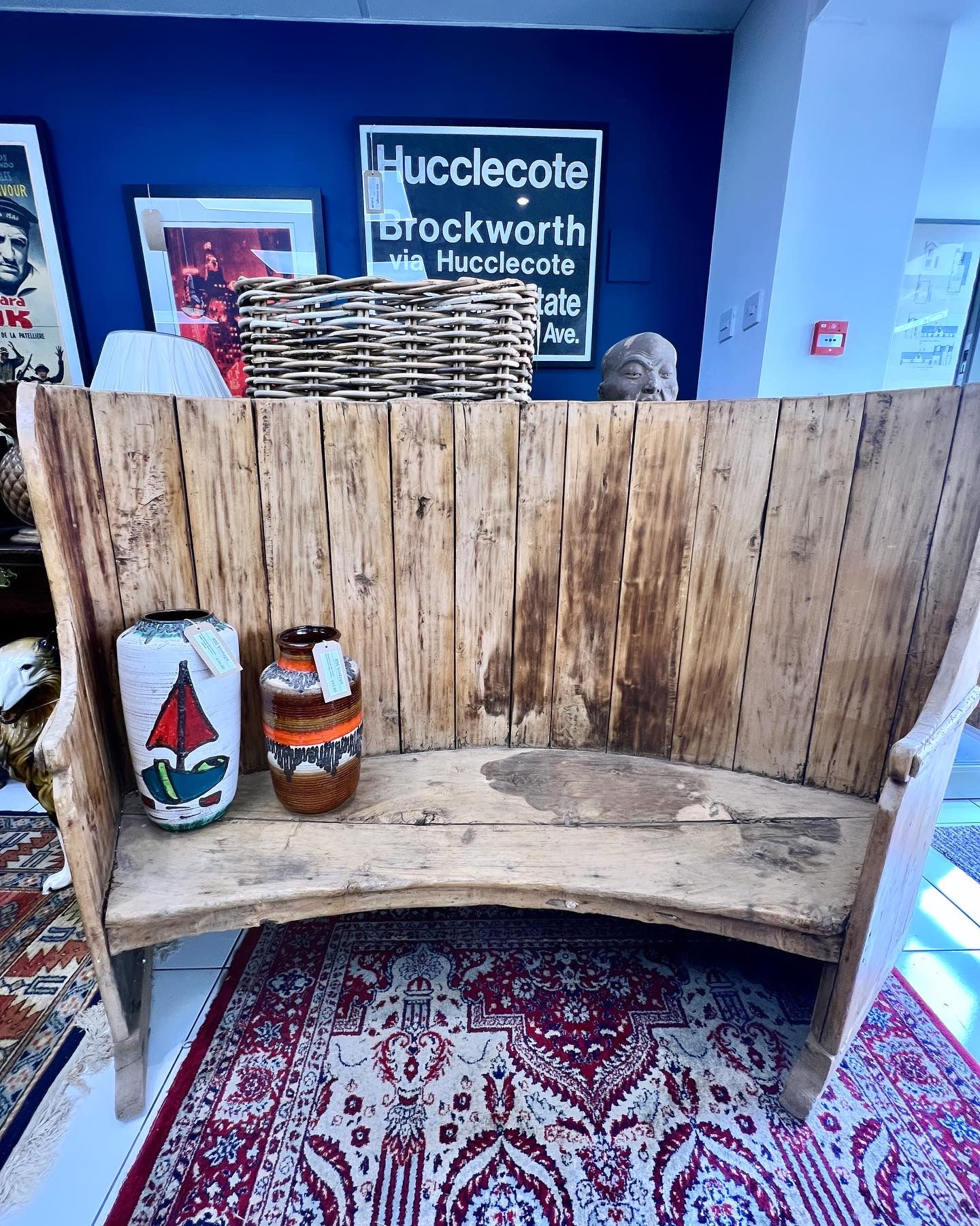 Large Curved French 19th Century Settle