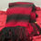 Thumbnail: Extra Large Cranberry and Black Winter Crocheted  Scarf - 17 inches Wide 82 Long