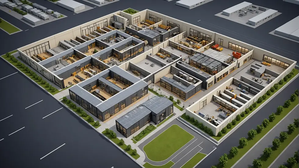 An optimized industrial floor plan showcasing defined zones for different operations