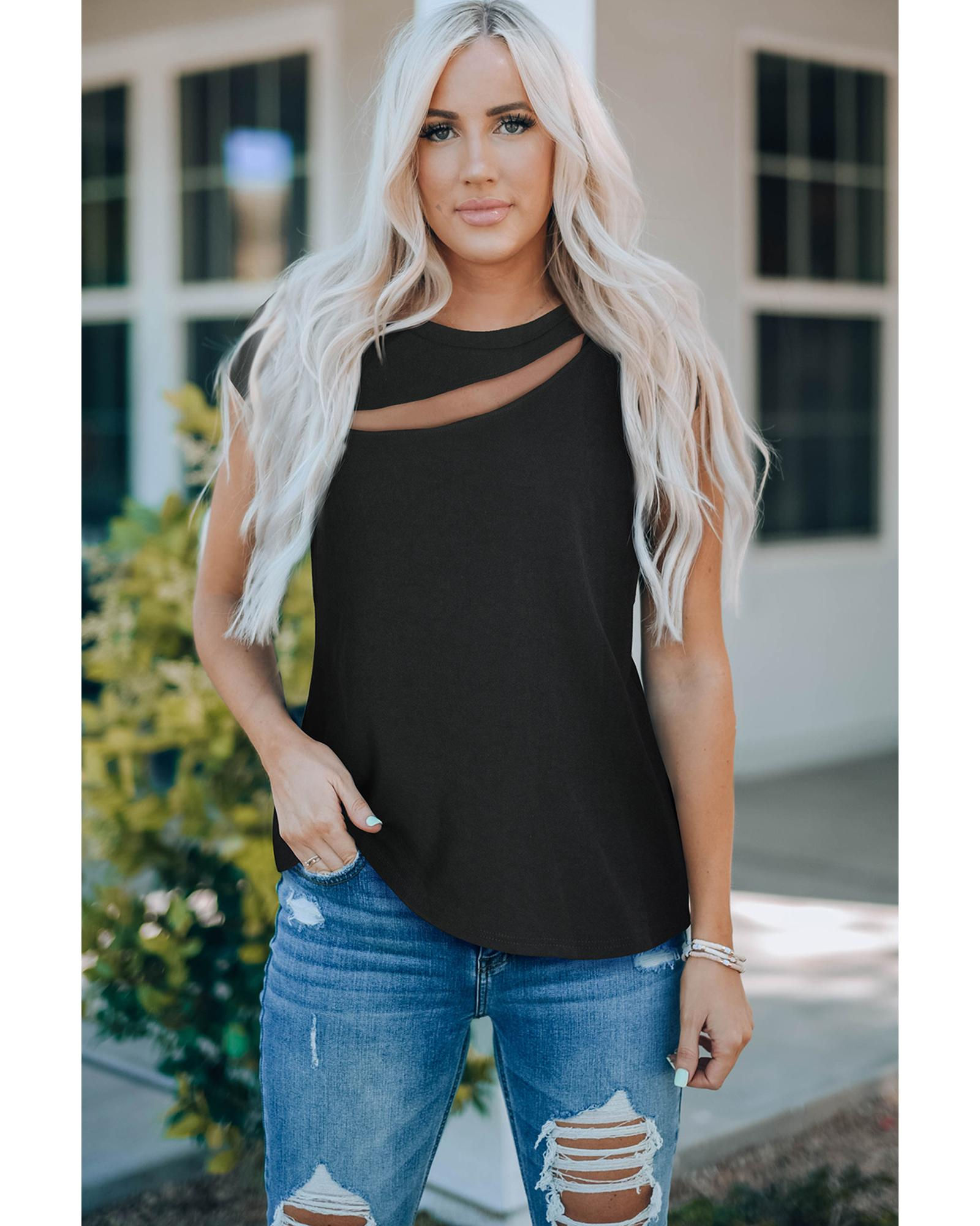 Women’s Cap Sleeve T-Shirt – Slash Cutout Design | Casual & Dressy Top