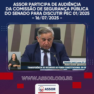 ASSOR tem participação importante na discussão da PEC 01/2025 durante audiência da Comissão de Segurança Pública no Senado