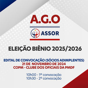 ASSOR convoca Assembleia Geral Extraordinária para eleição da próxima Diretoria Executiva e Conselhos Fiscal e Deliberativo para 2025-2026
