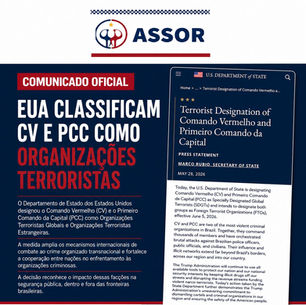 Estados Unidos classificam Comando Vermelho e PCC como organizações terroristas
