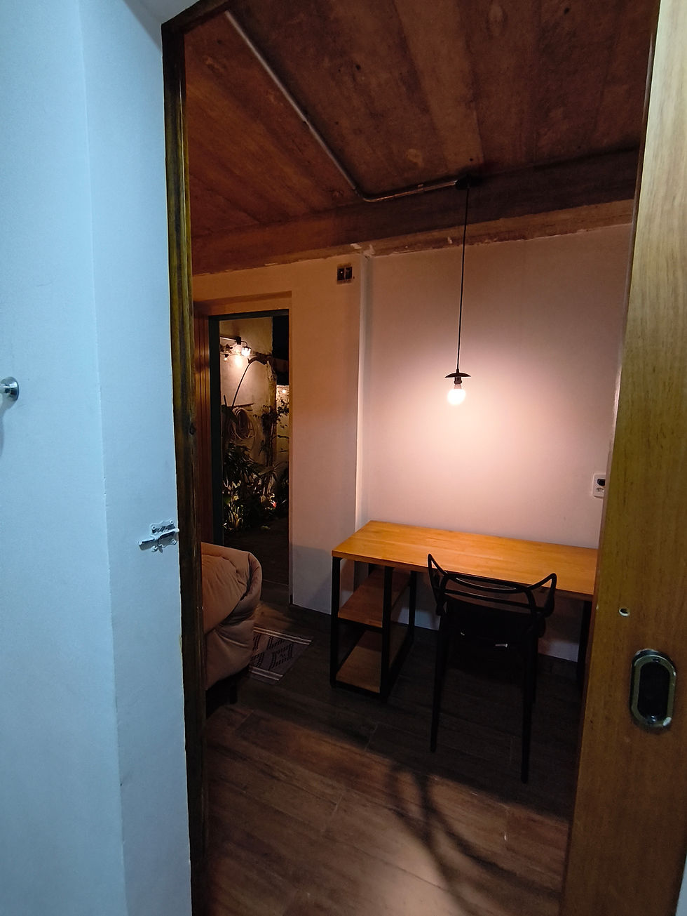 3 - Private room - Underground - double bed, door to the garden
