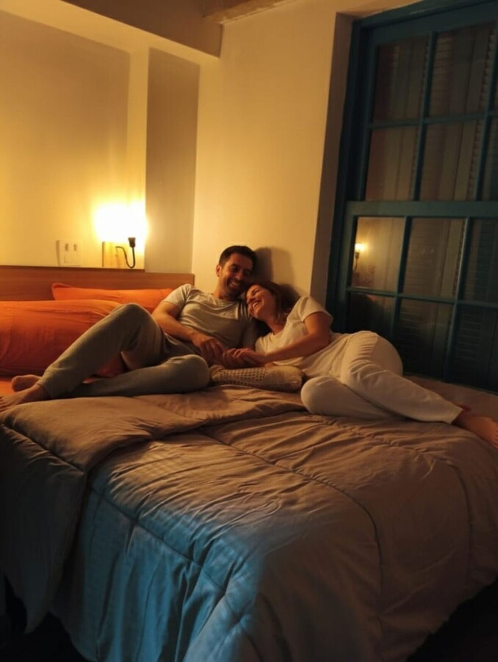 Pareja relajándose en una habitación privada de un hostel boutique en Bela Vista, São Paulo