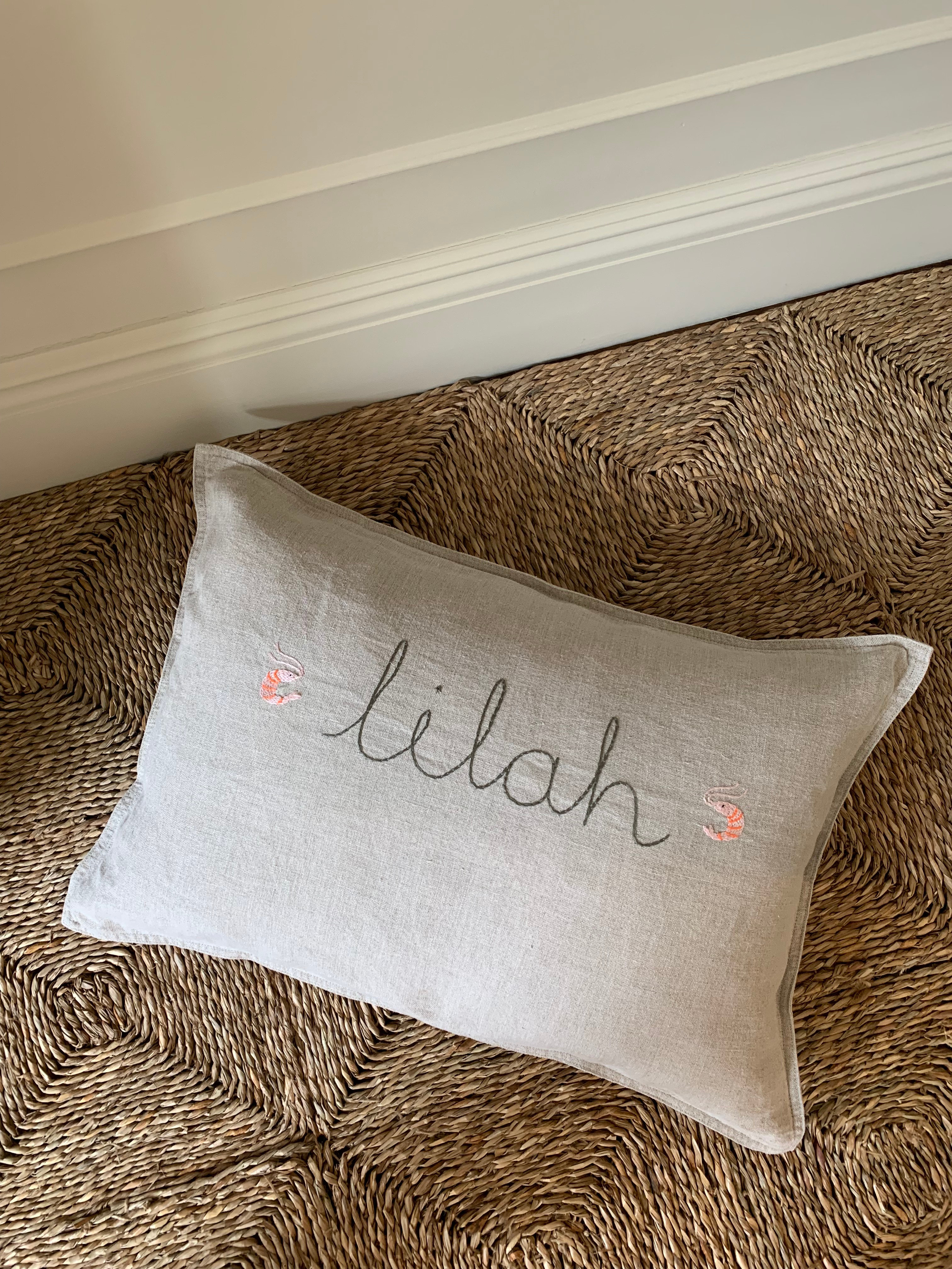 embroidered name pillows
