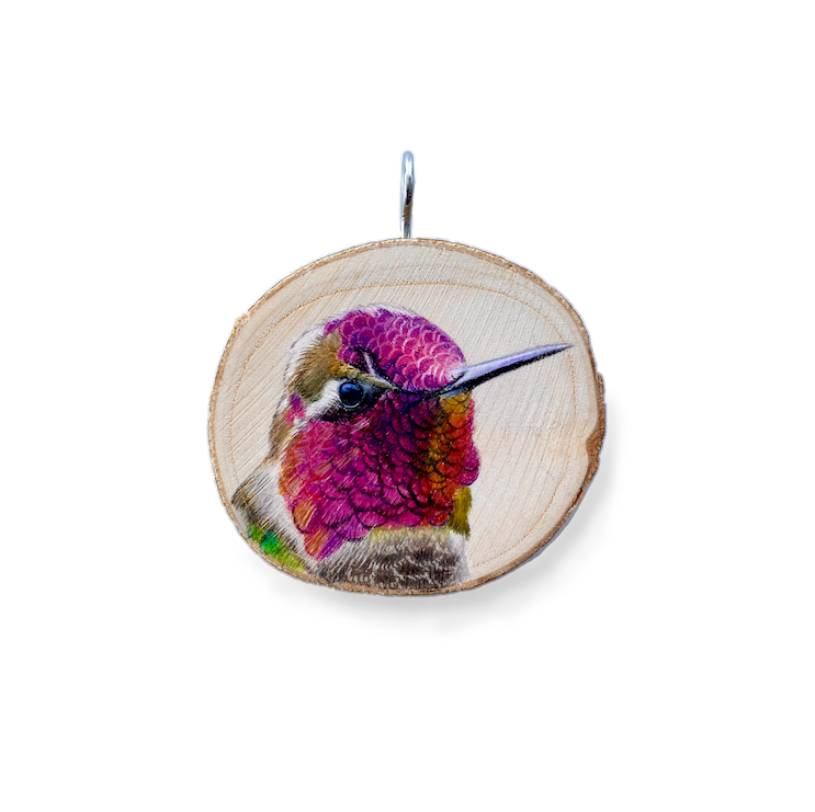 Thumbnail: Bird Portrait Christmas Ornament (Commission)