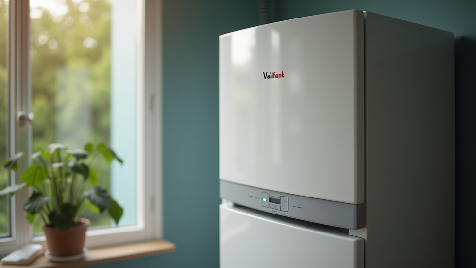 Close-up view of a Vaillant boiler in a residential setting
