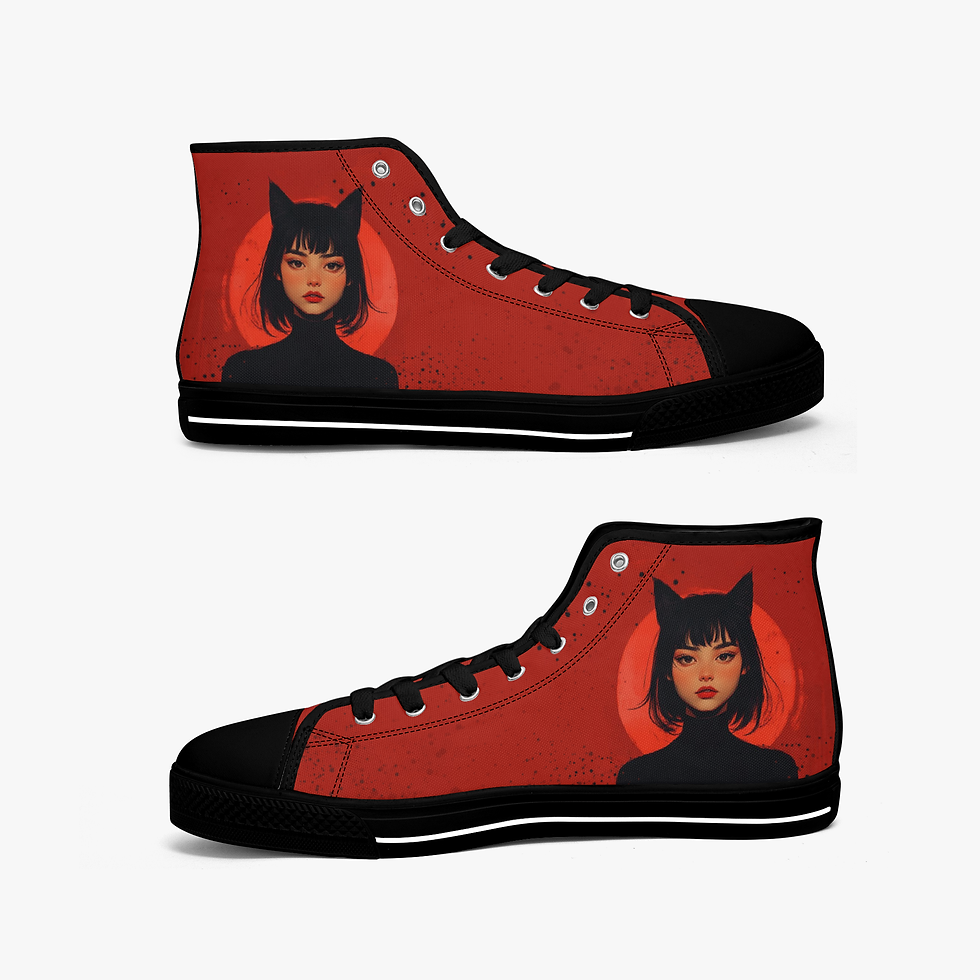 Миниатюра: Red Celestial Anime Cat Girl High-Top Canvas Shoes