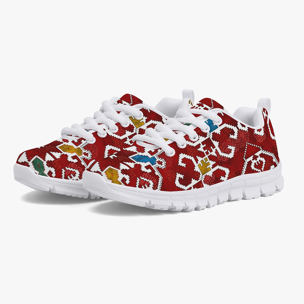 Миниатюра: Kids' Graovo Heritage Custom Red Folk Motif Trainers W