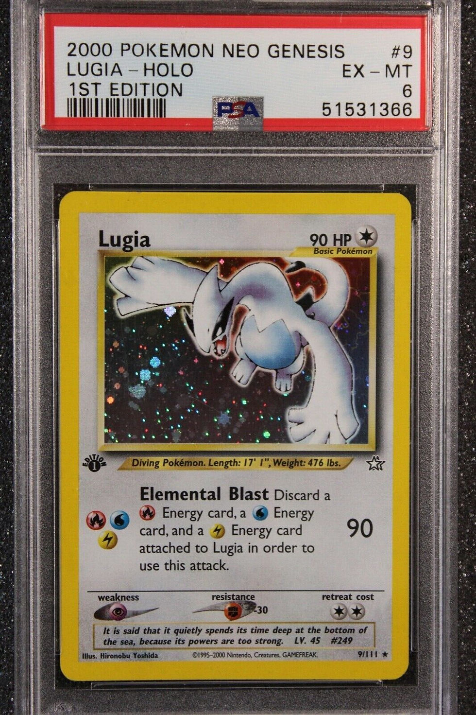 2000 POKEMON NEO GENESIS LUGIA- HOLO 1ST EDITION GRADED CARD