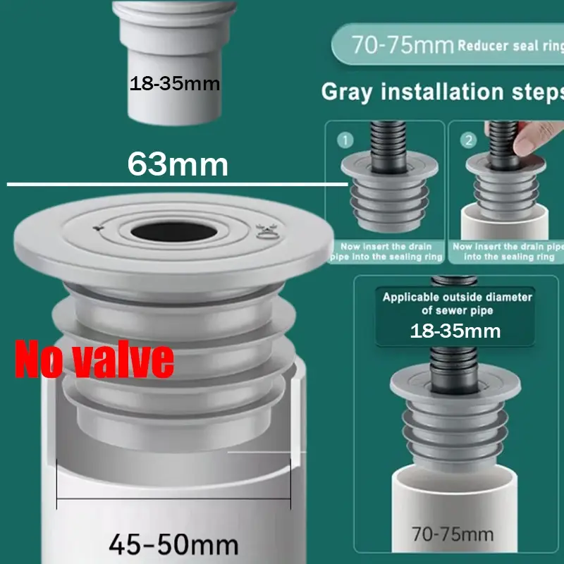 Thumbnail: Silicone Bathroom Sewer Seal Ring Kitchen Sink Sewer Pipe Seal Plug Washing
