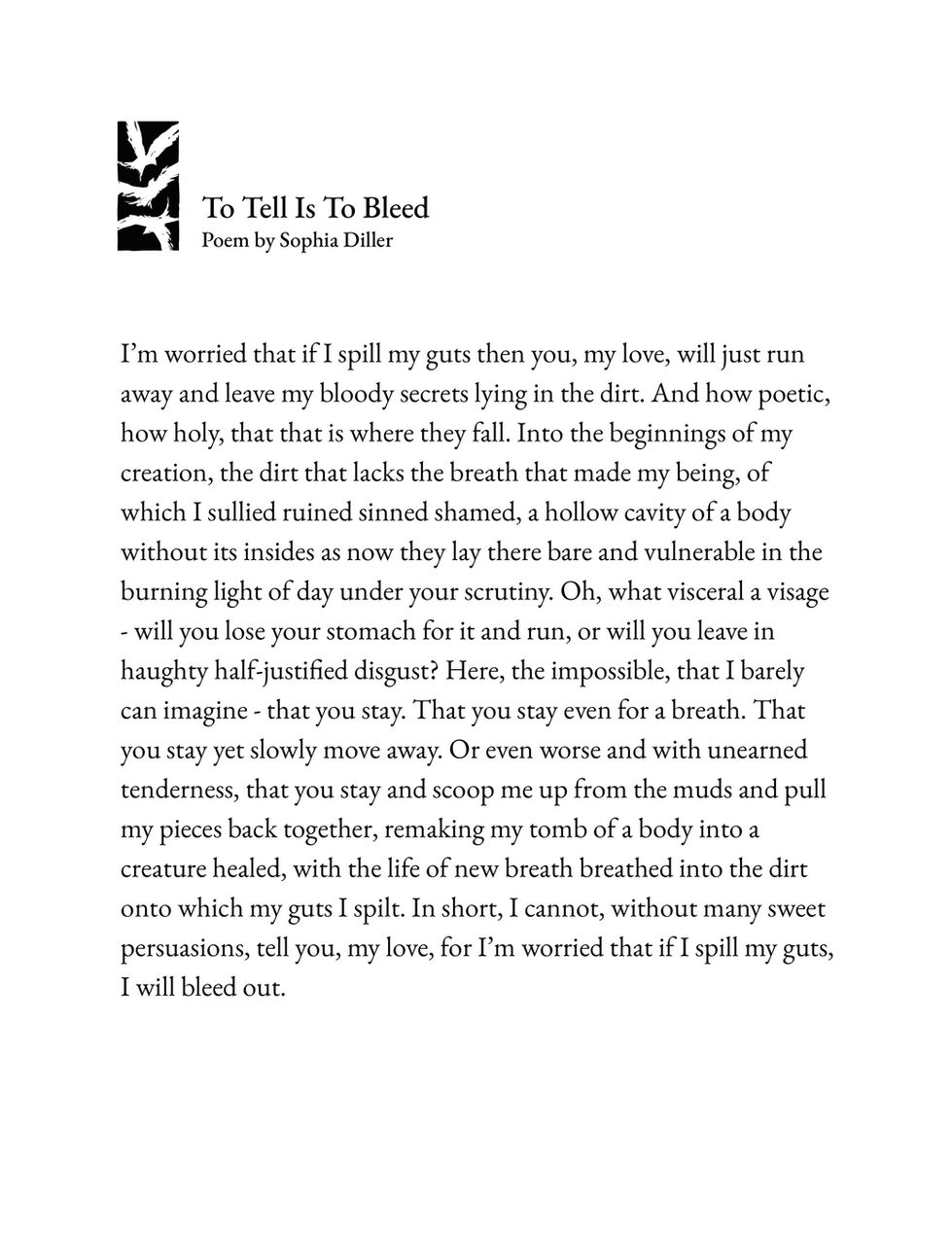  To Tell Is To Bleed Poem