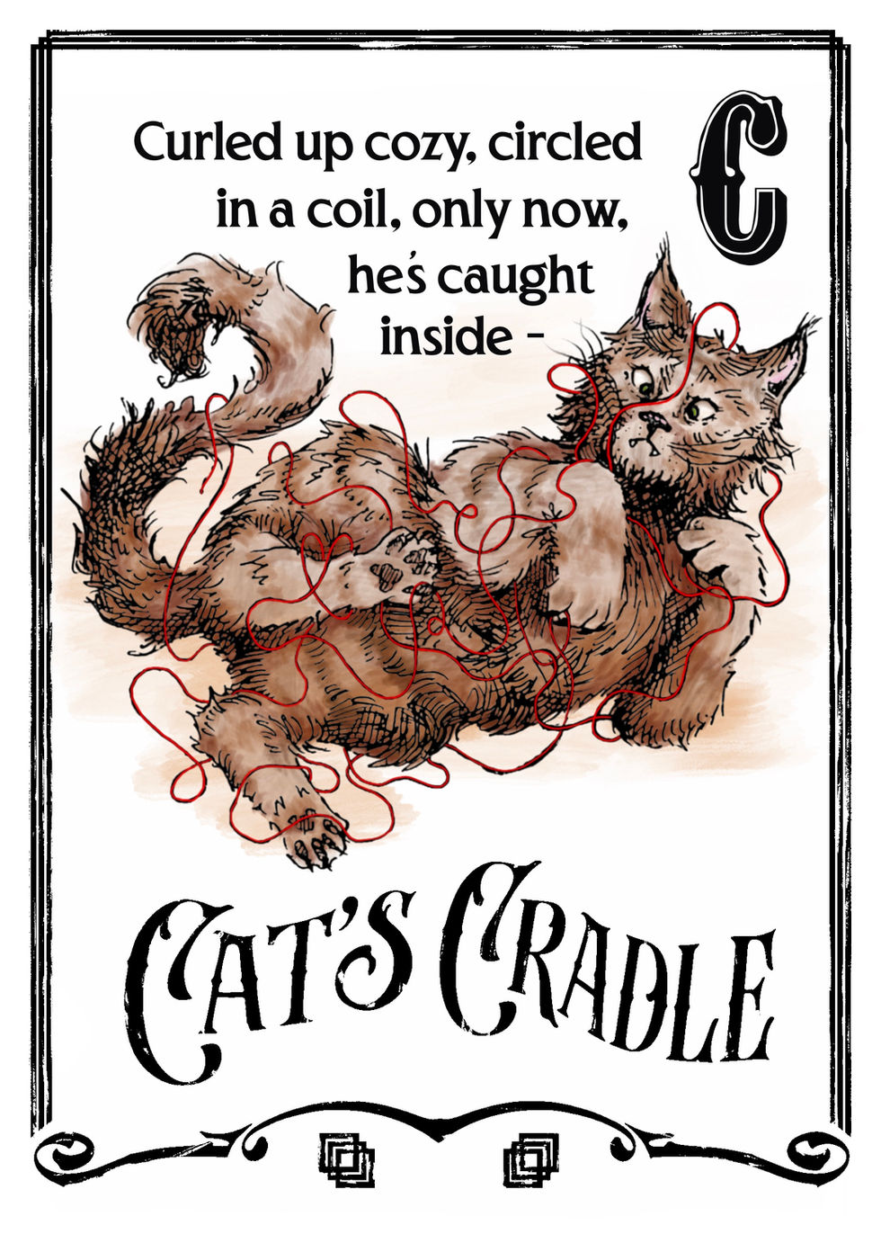 C is for Cat
7" x 5" Pen & Digital Watercolor, 2023.