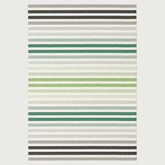 Green striped outdoor rug