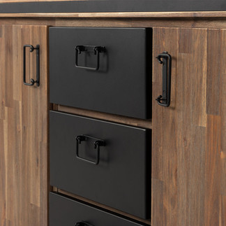 Industrial style buffet close up