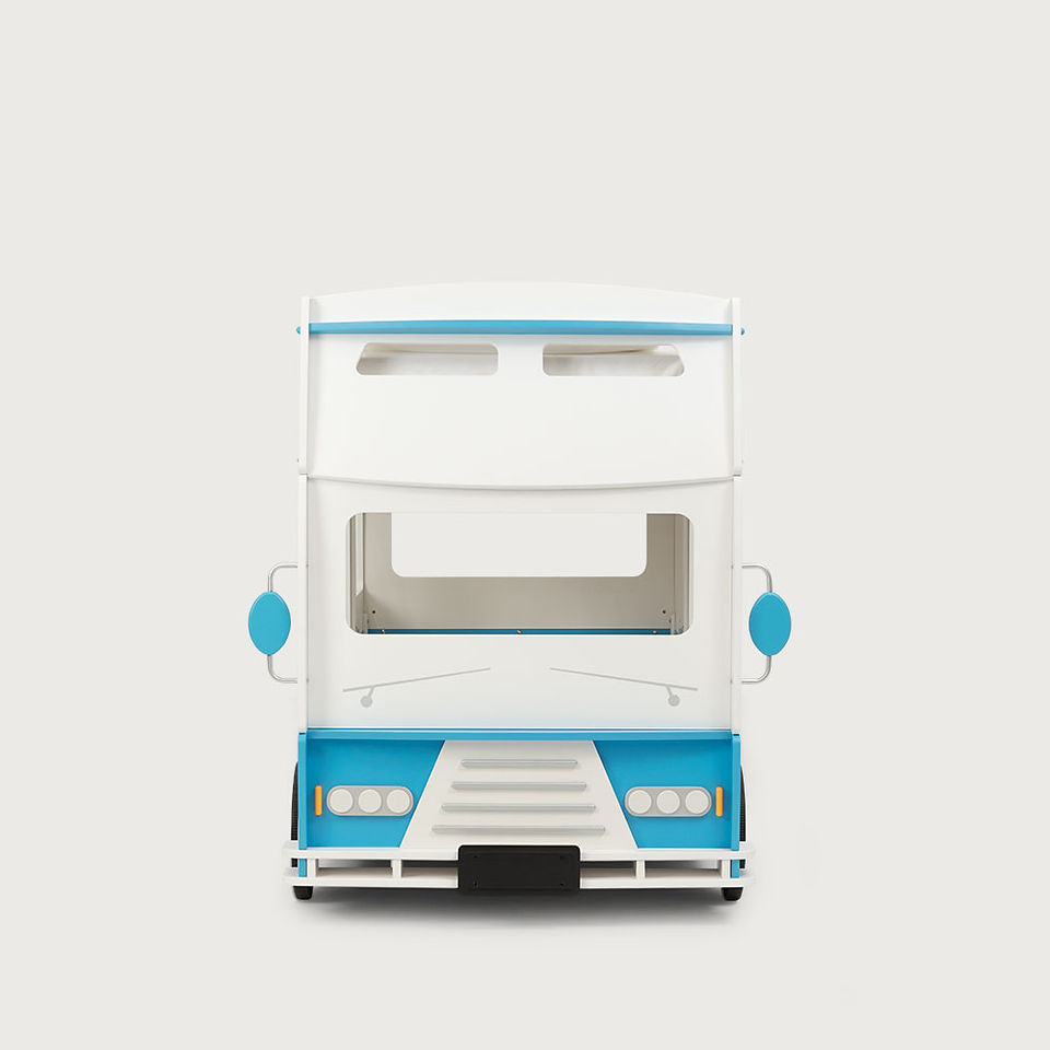 White and blue kombie van bunk bed