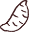 Simple brown line illustration of a sweet potato