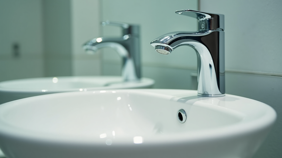 Close-up view of a sparkling clean bathroom sink and mirror