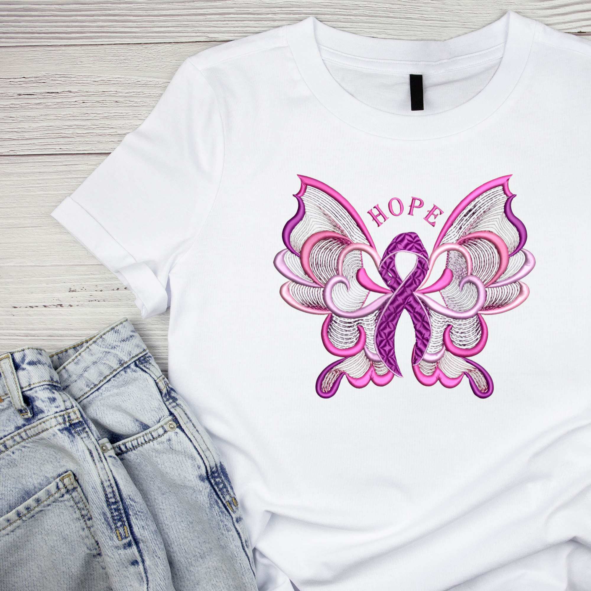 HOPE Ribbon & Butterfly Tee