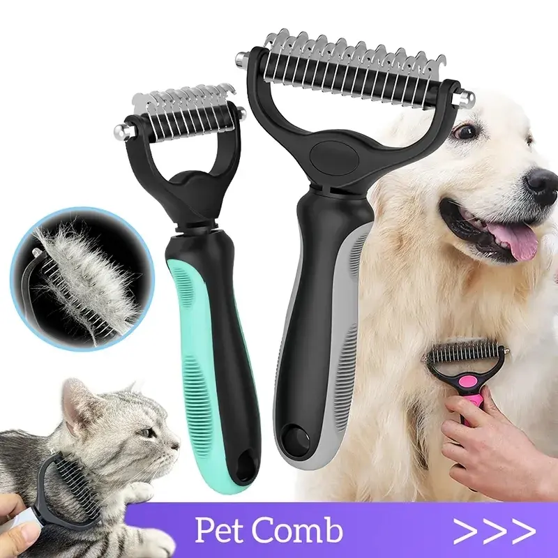 Pente removedor de pelos de gato e cachorro, escova removedora de pelos.