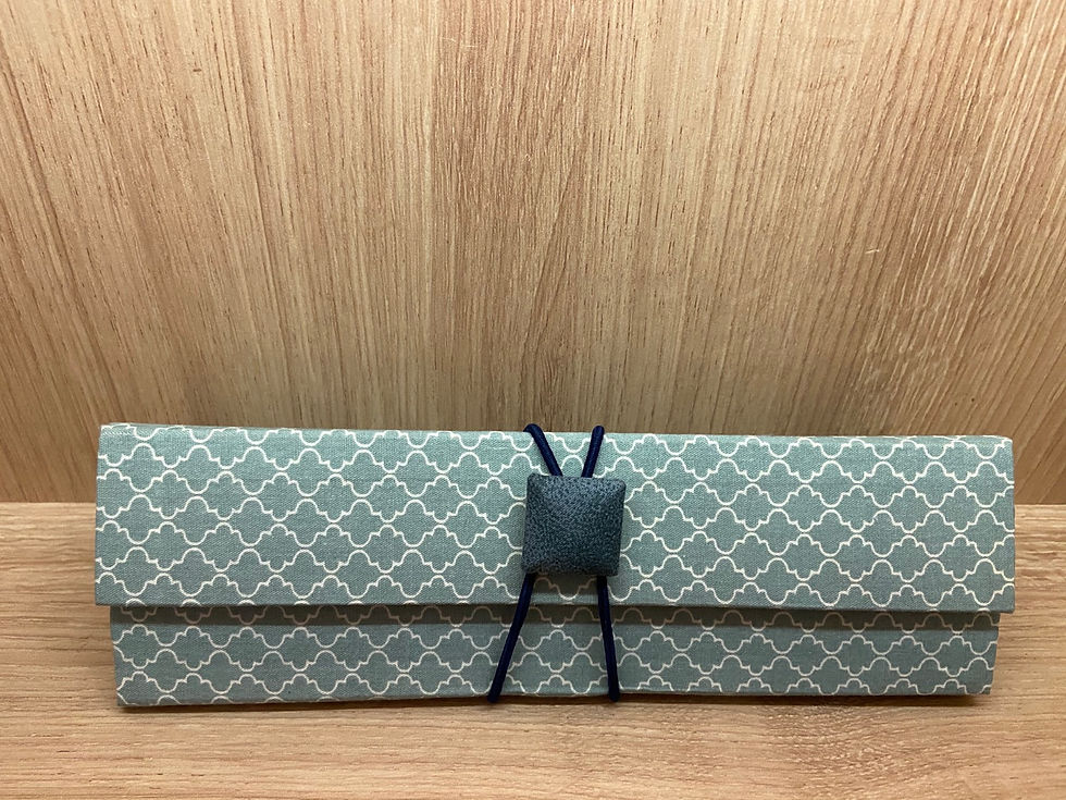 Estojo Necessaire Verde Claro Botão Azul