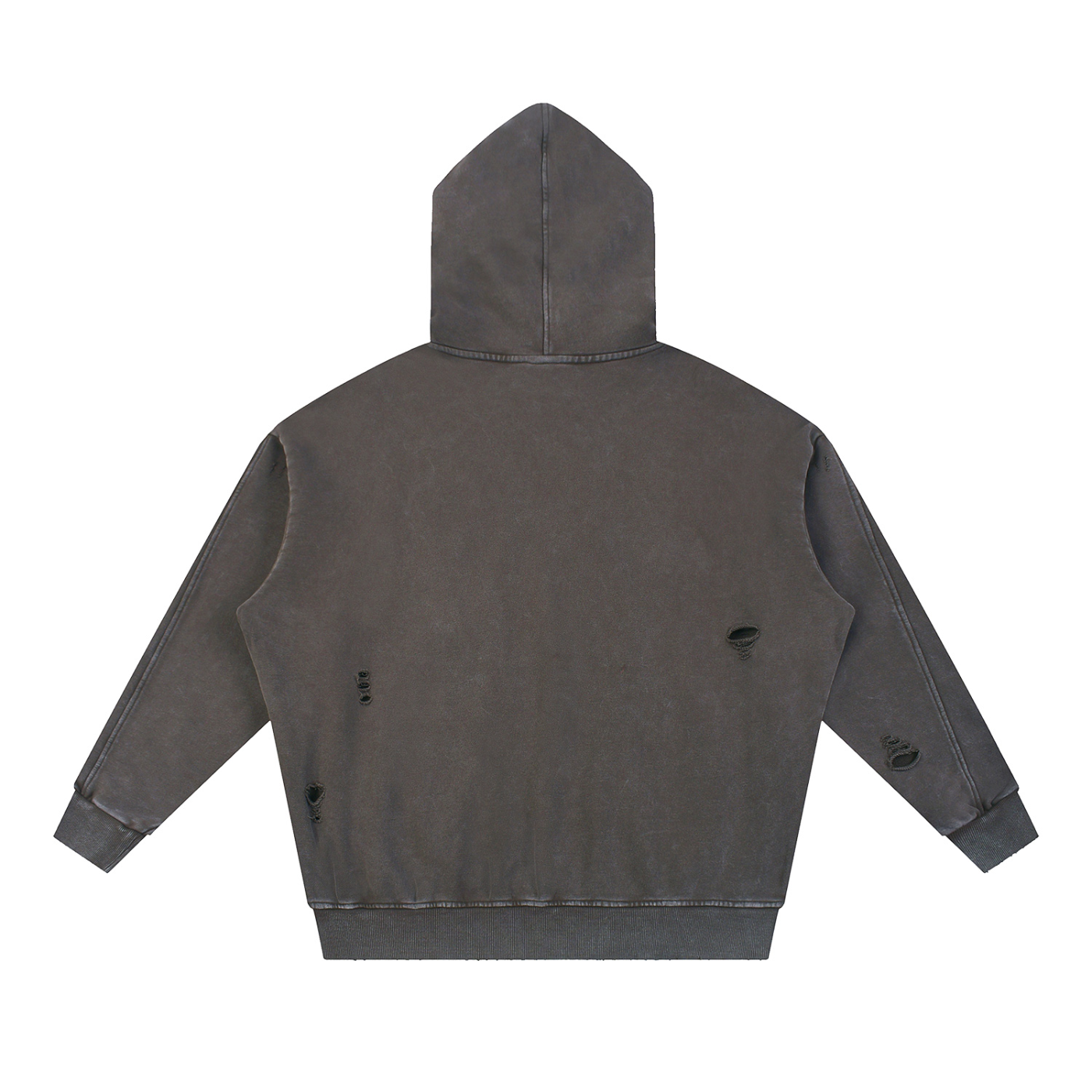 Washed Distressed Panel Hoodie