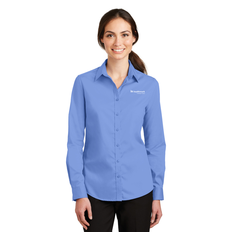 Thumbnail: Port Authority® Ladies SuperPro™ Twill Shirt Brand Logo