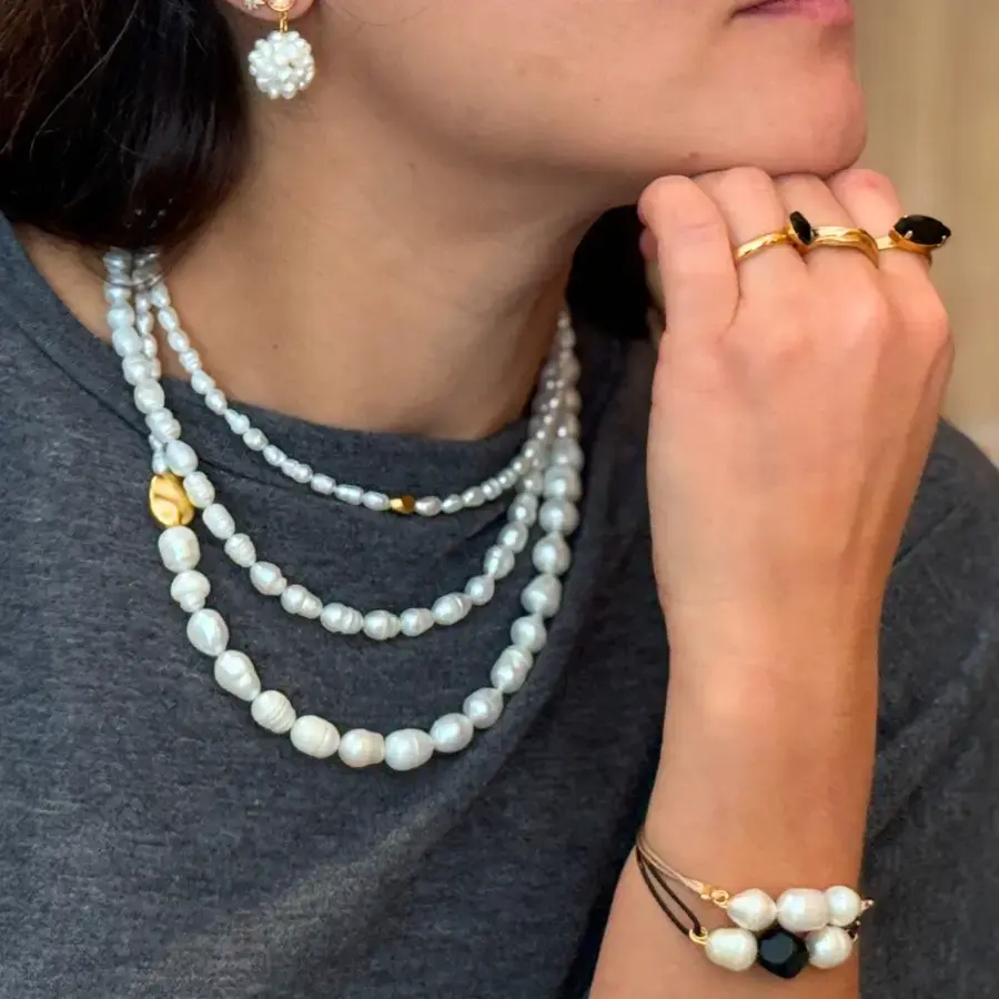 שרשרת פנינים שכבות של תכשיטי ניב