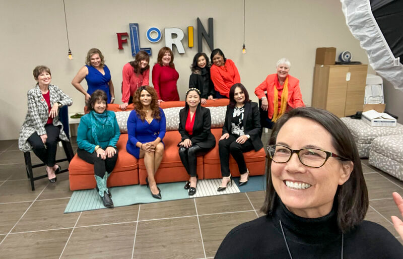 Photographer in Sacramento on location at a photo shoot with 11 women business owners