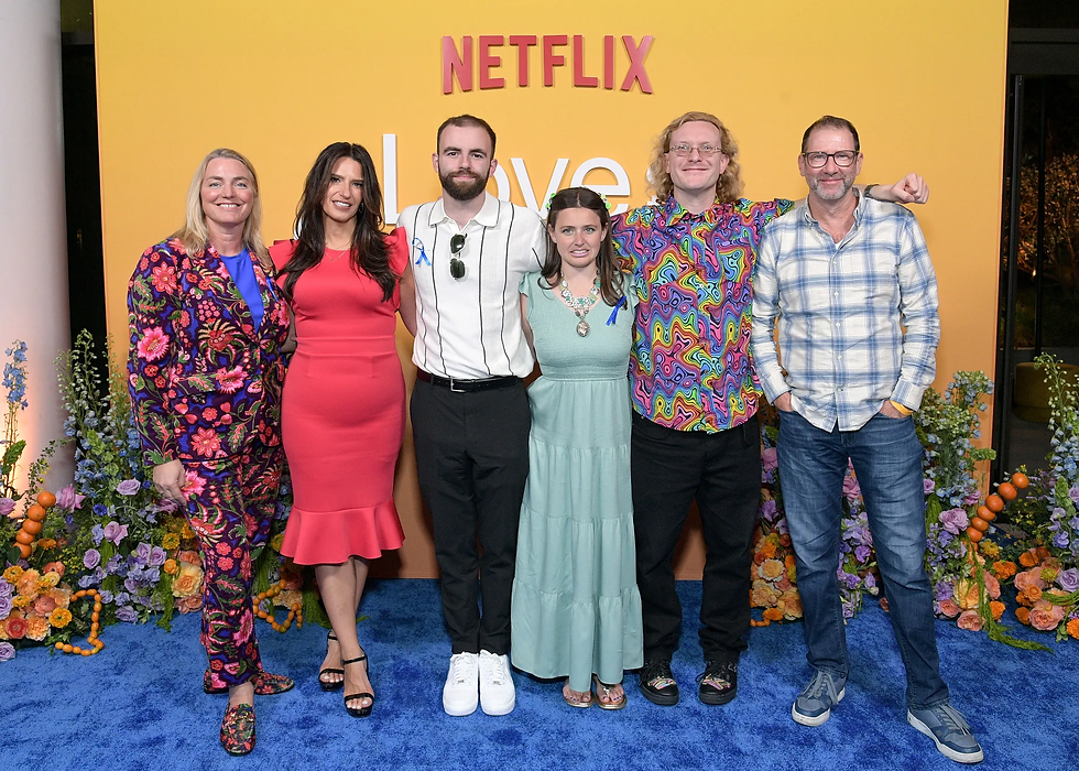 (L-R) Karina Holden, Lise Smith, Connor Tomlinson, Madison Marilla, James B. Jones and Cian O'Clery attend Netflix "Love on the Spectrum" ATAS Official at Netflix Tudum 2025 (Credit: Charley Gallay/Getty Images for Netflix), celebs with autism, celebrities with autism