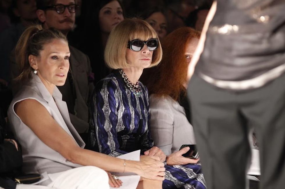 Anna Wintour & Sarah Jessica Parker Front Row at the Narciso Rodriguez 2011 Spring/Summer collection during New York Fashion Week September 14, 2010. (Credit: REUTERS/Jessica Rinaldi)