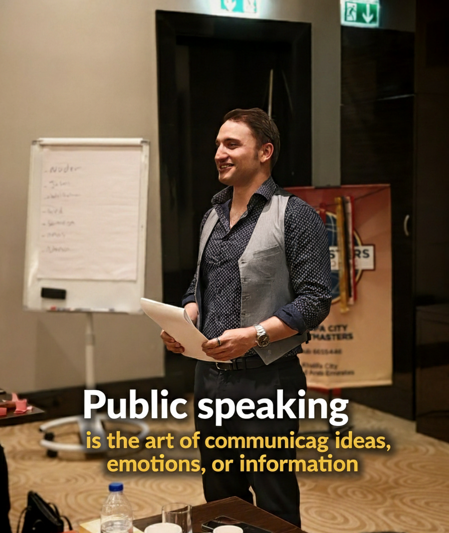 Public speaking is the art of communicating ideas