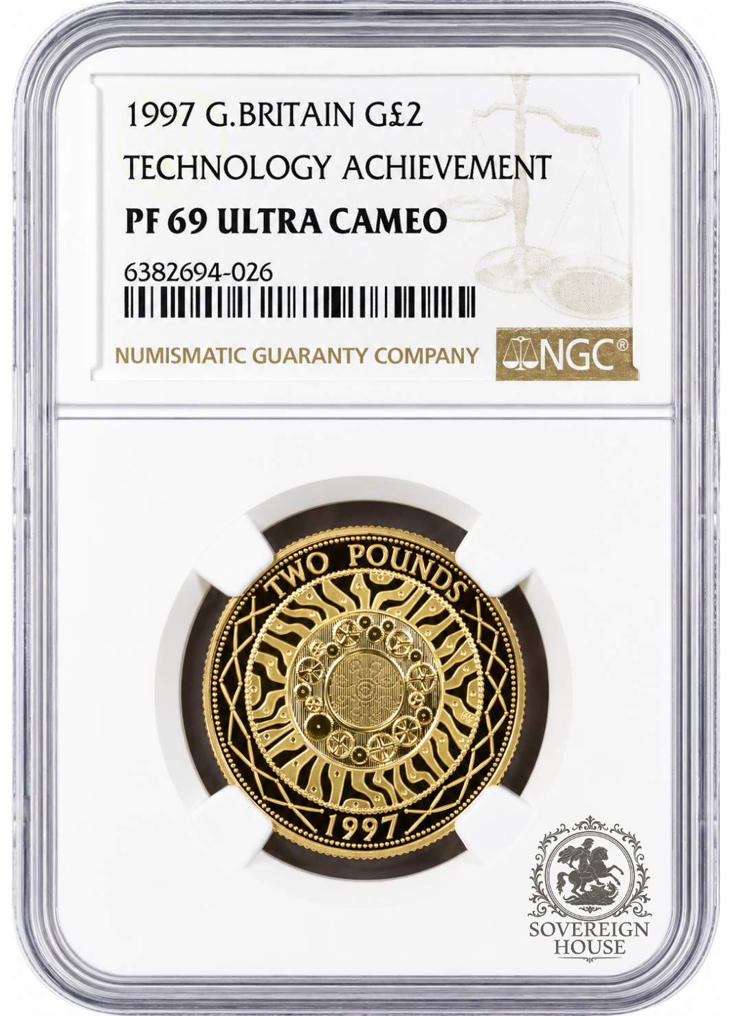 NGC PF69 1997 Technology Achievement £2 Double Sovereign - Proof Gold Coin