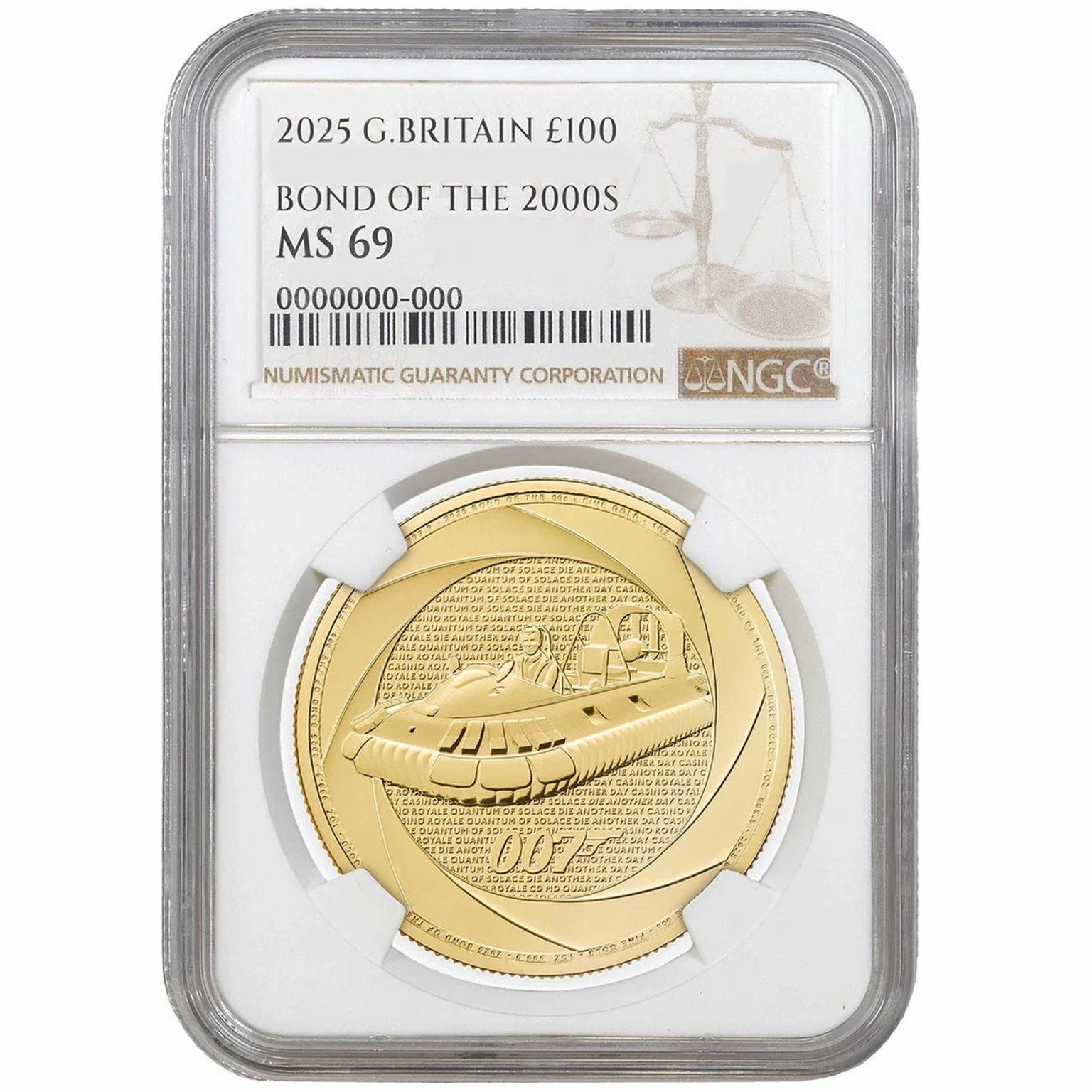 NGC 2025 1oz Gold Six Decades of 007: Bond of the 2000s MS66+