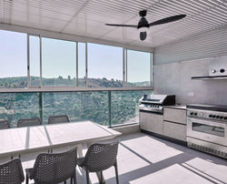 A view of the outdoor kitchen