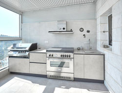 A view of the outdoor kitchen