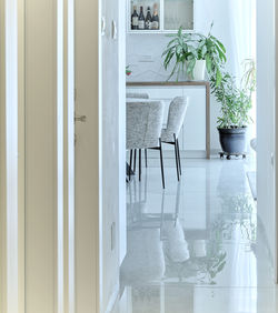 View from the hallway to the kitchen and living room space