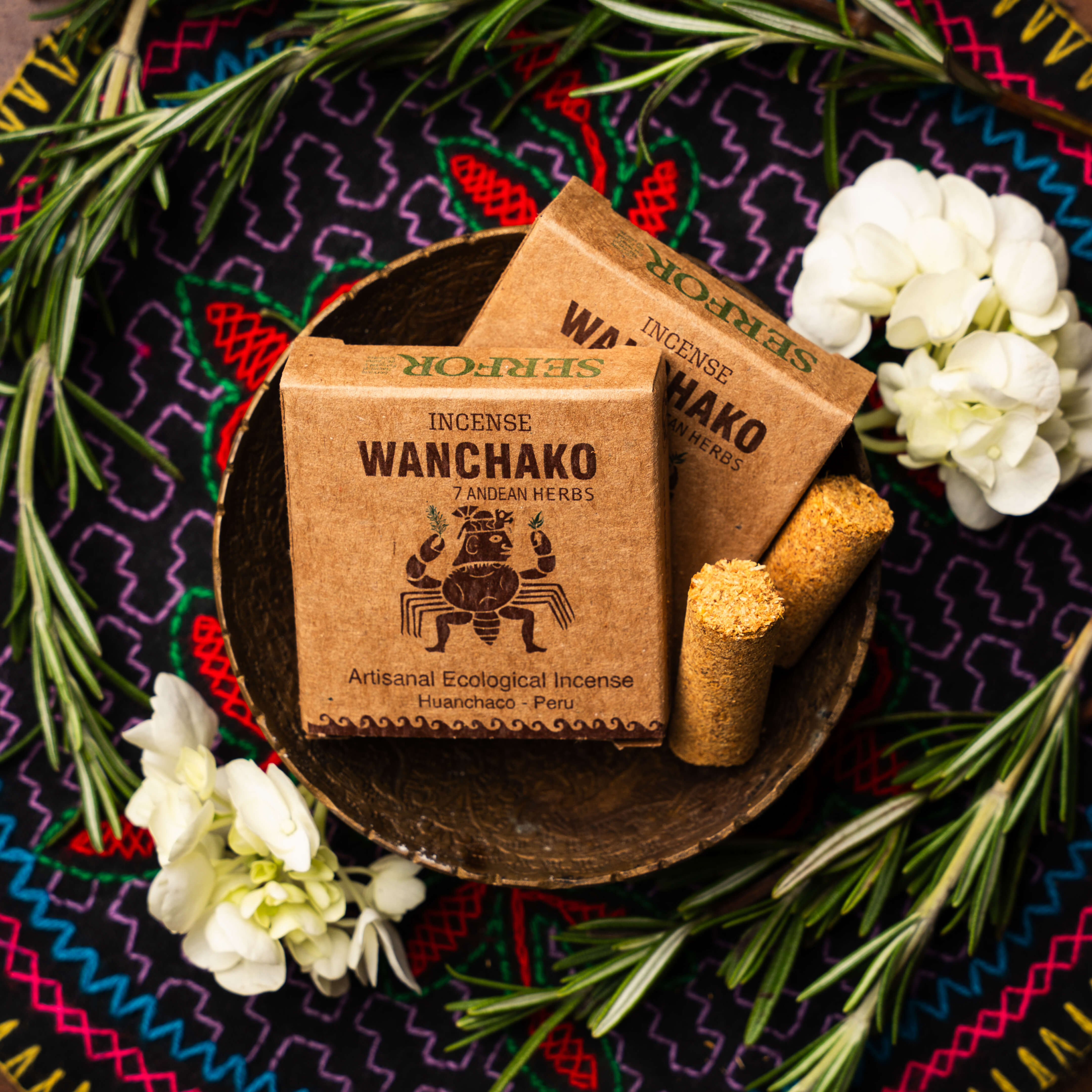 Wanchako incense with rosemary and herbs