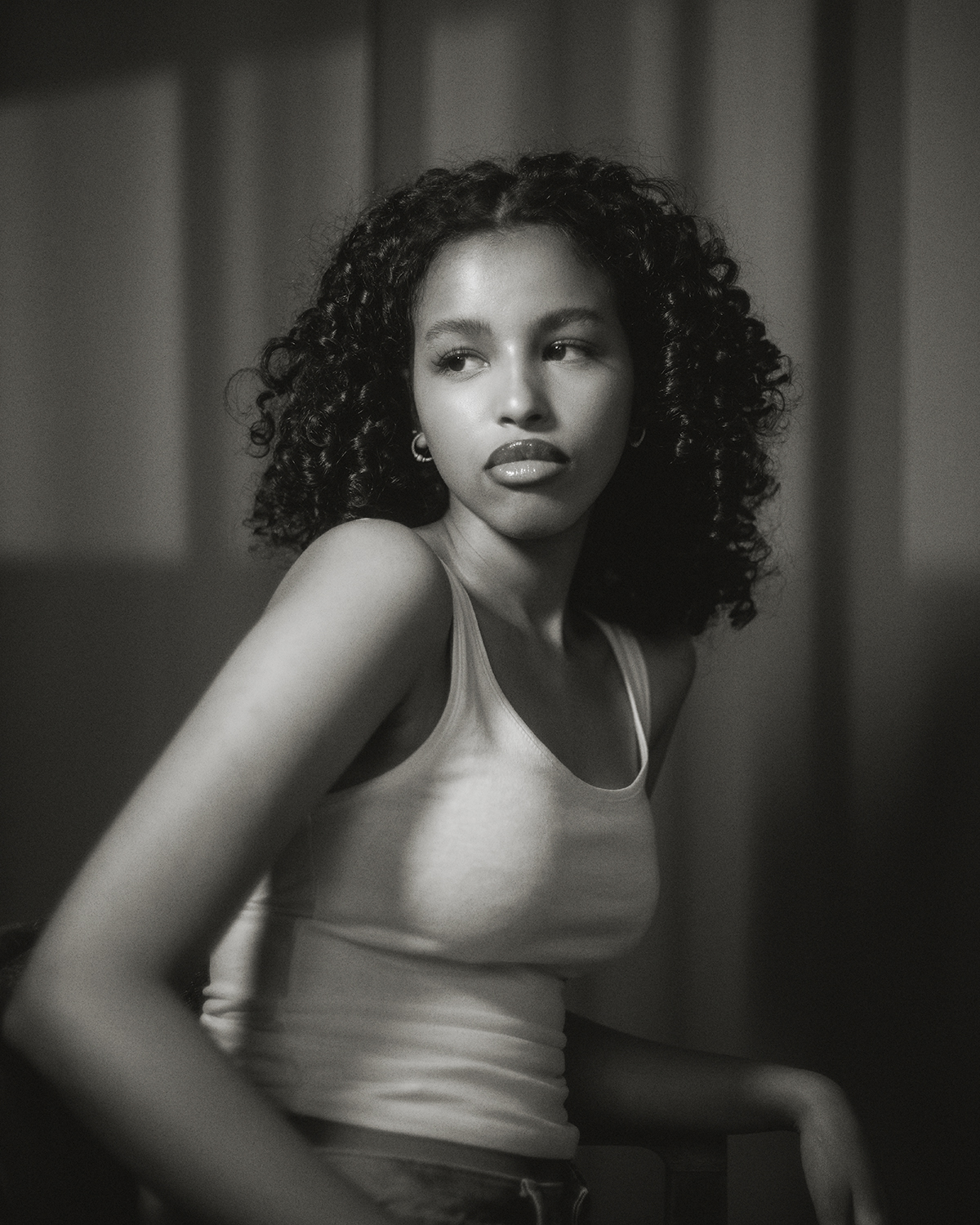 Cinematic timeless actor portrait photographed in London home studio Dalston