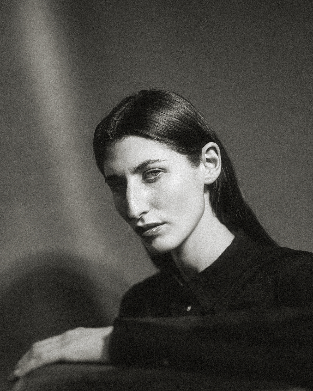 Cinematic timeless actor portrait photographed in London home studio Dalston