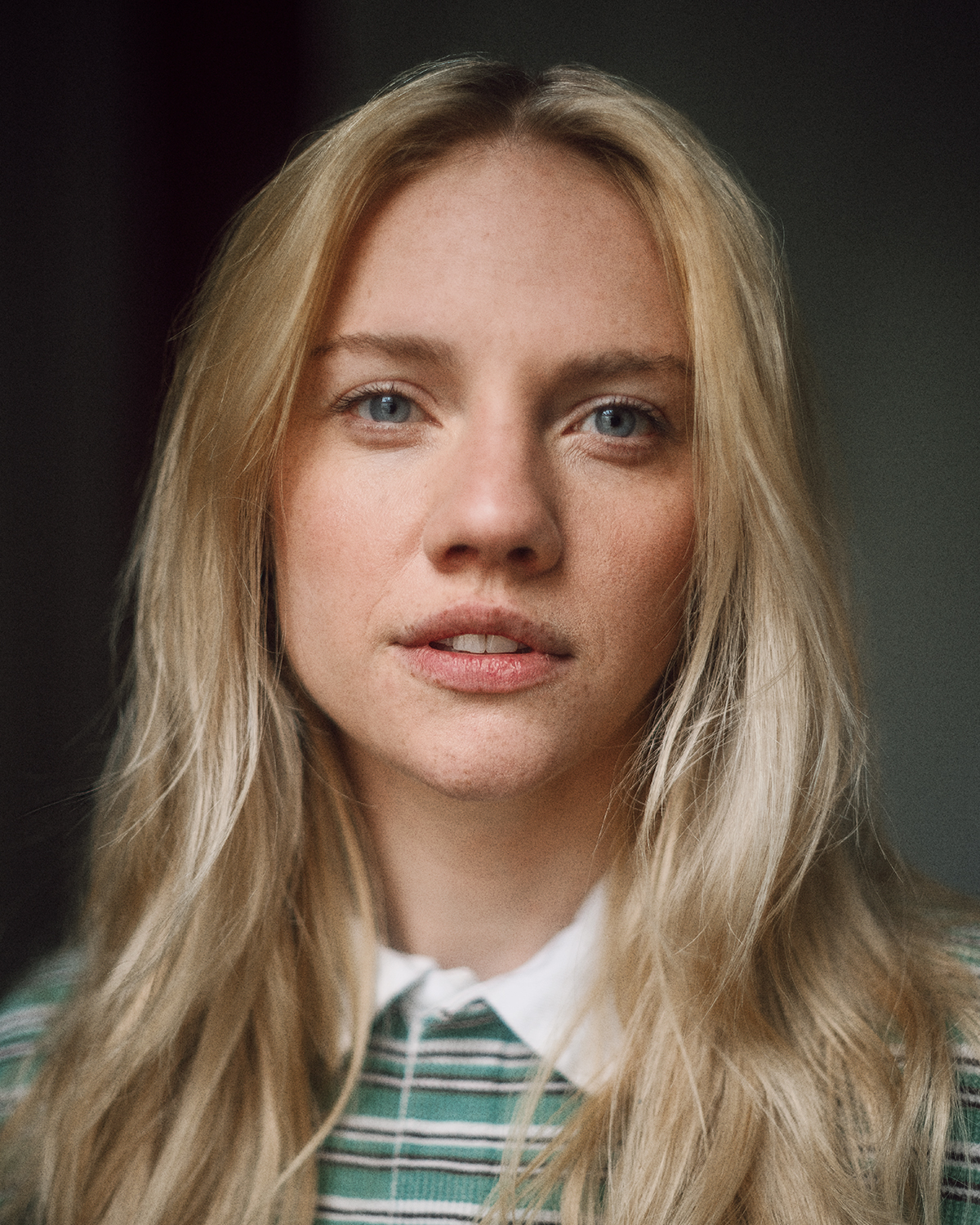 Cinematic timeless actor headshot photographed in London home studio Dalston