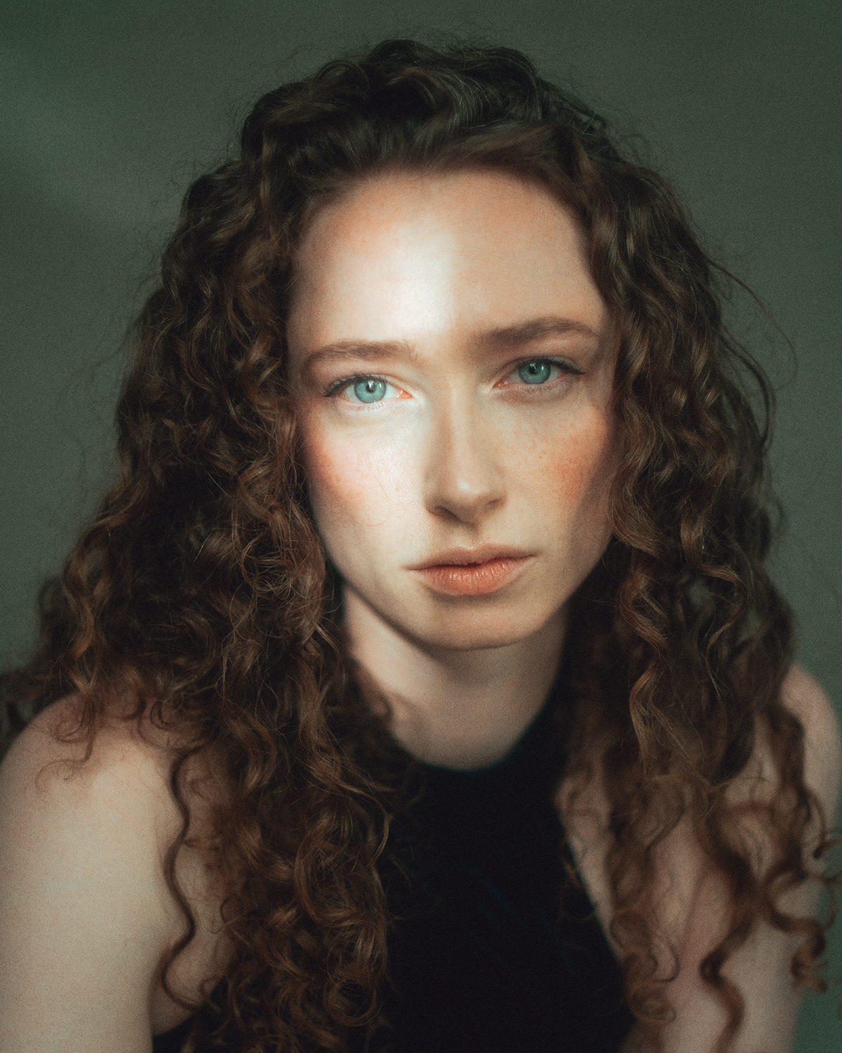 Cinematic timeless actor headshot photographed in London home studio Dalston