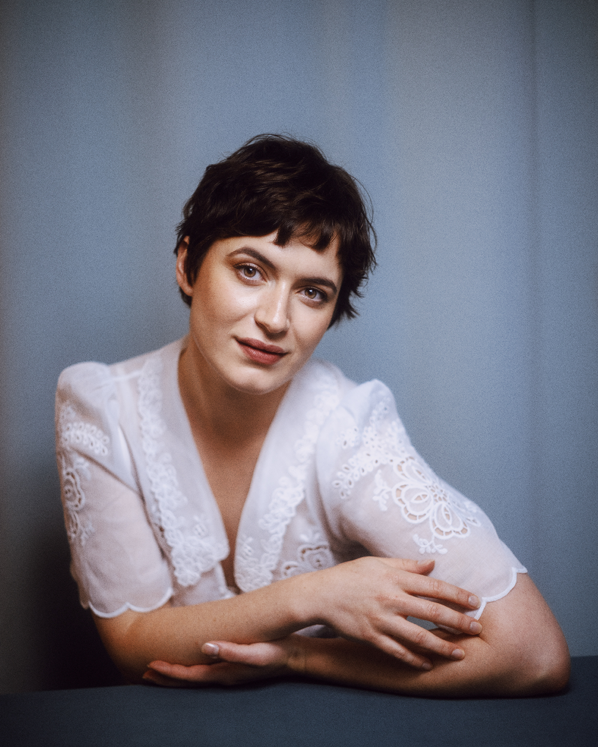 Cinematic timeless actor portrait photographed in London home studio Dalston