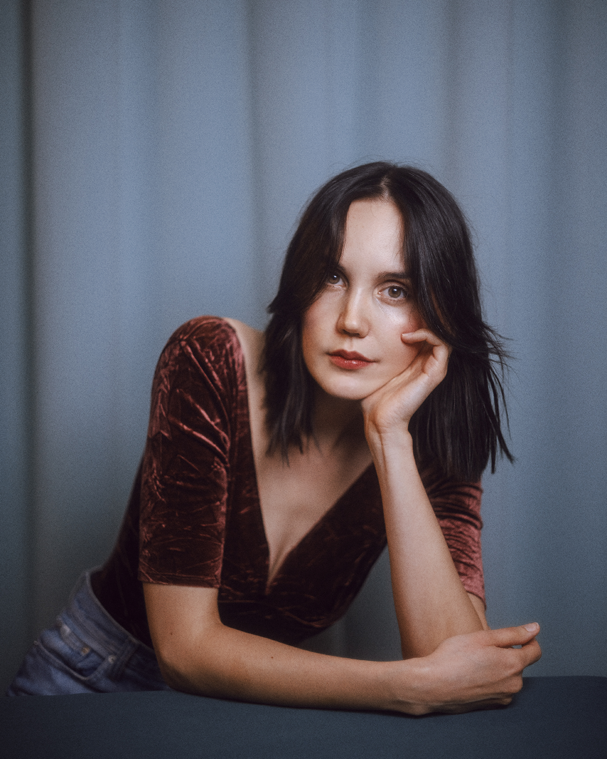 Cinematic timeless actor portrait photographed in London home studio Dalston