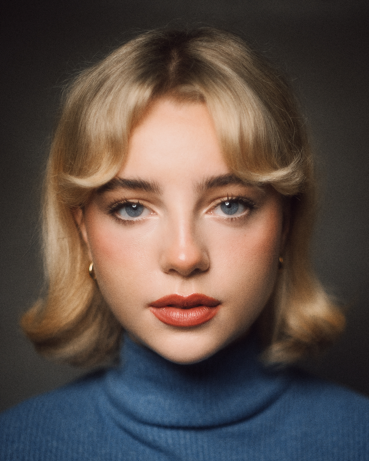 Cinematic timeless actor headshot photographed in London home studio Dalston