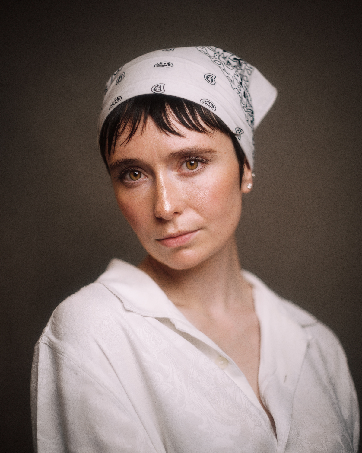 Cinematic timeless actor headshot photographed in London home studio Dalston